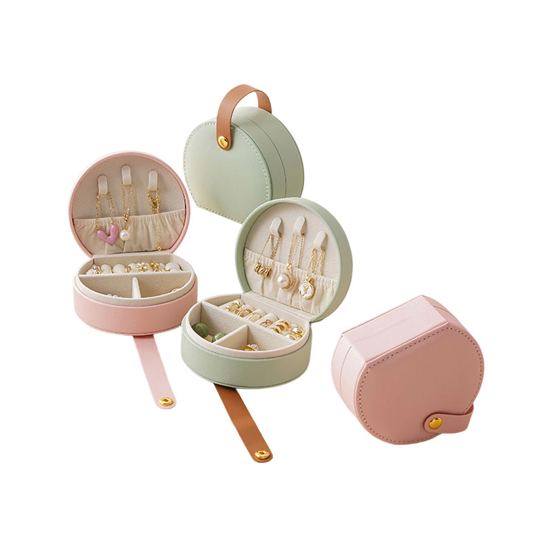 Mini Handheld Travel PU Leather Jewelry Box Organizer