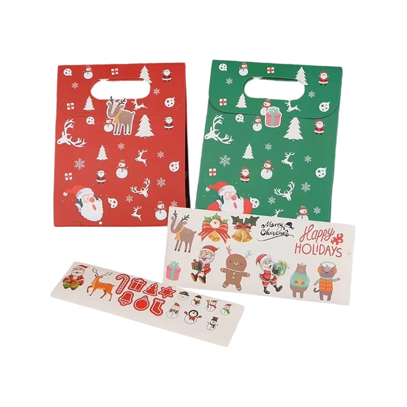 Christmas Cartoon Design Coated Paper Candy Tote Bag with Handle