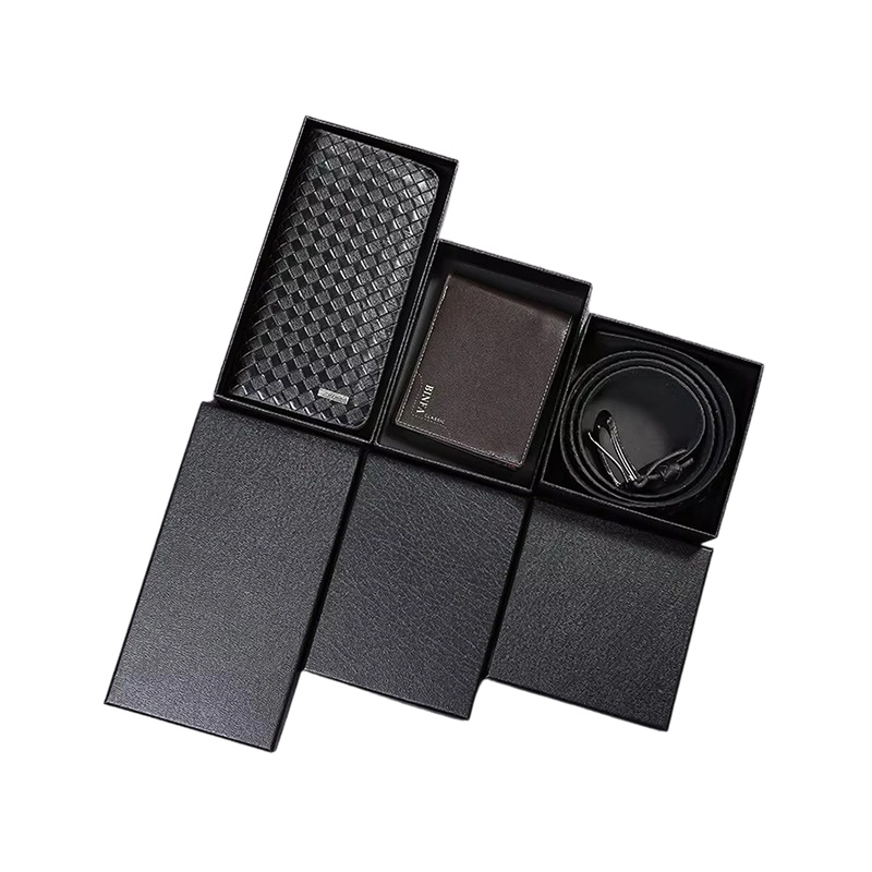 Black Texture Paper Wallet Belt Packaging Box