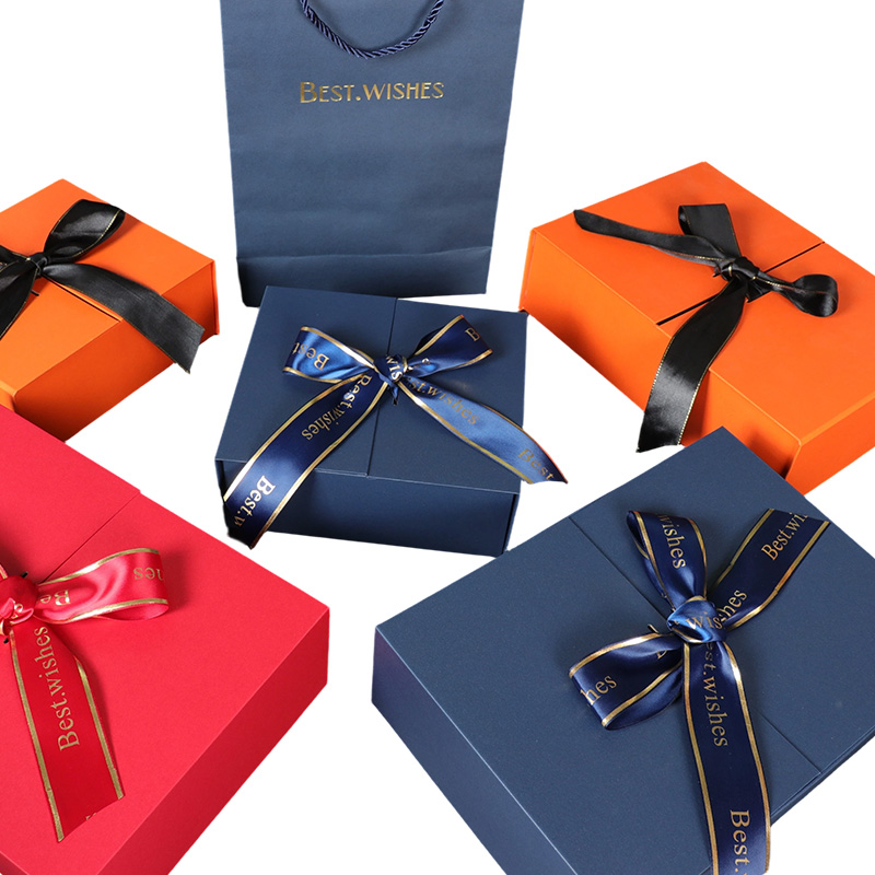 Double-Open Door Cardboard Magnetic Ribbon Gift Box