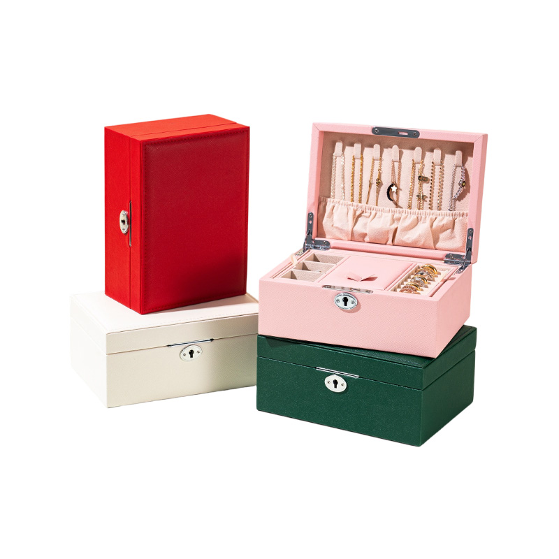 Multifunctional Double Layer PU Leather Jewelry Box
