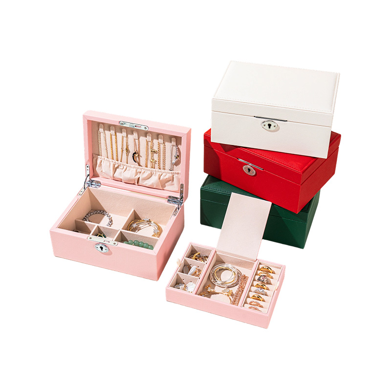Multifunctional Double Layer PU Leather Jewelry Box