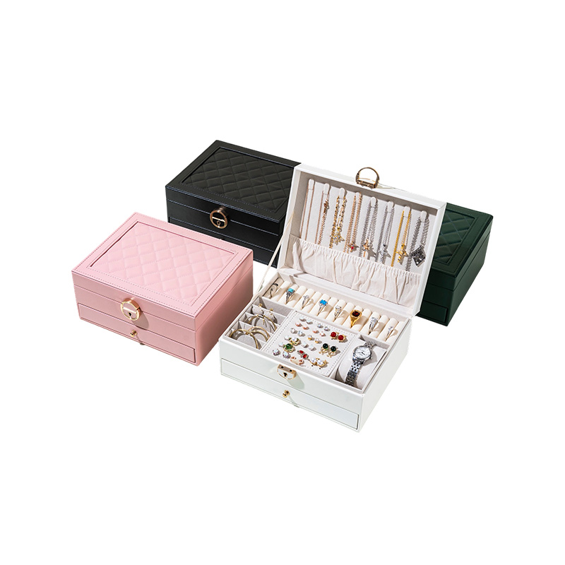 2 Layer Lockable Jewelry Box Organizer with Drawer