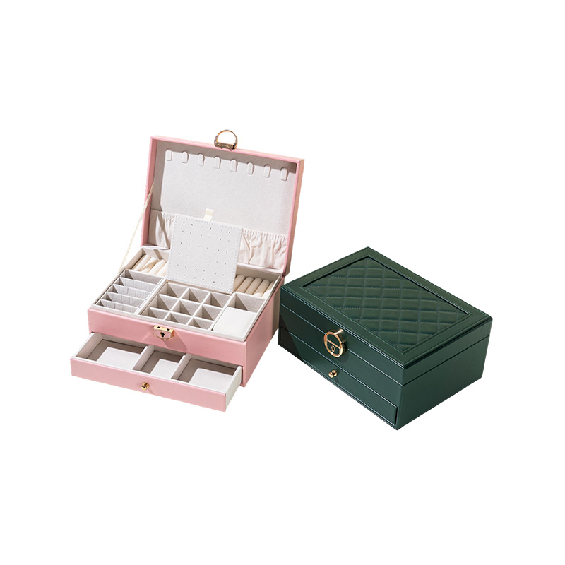 2 Layer Lockable Jewelry Box Organizer with Drawer