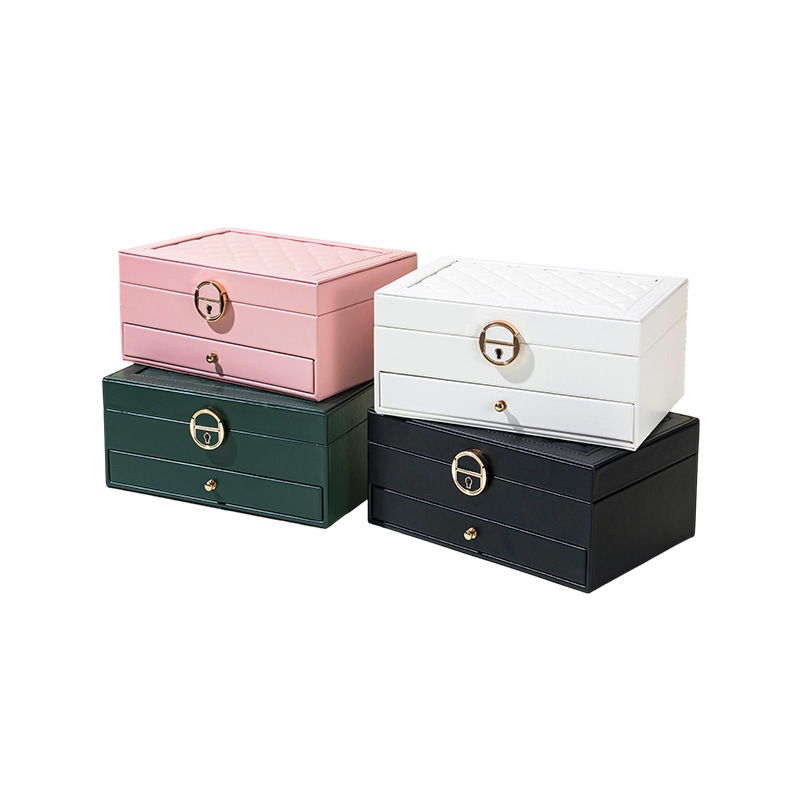 2 Layer Lockable Jewelry Box Organizer with Drawer