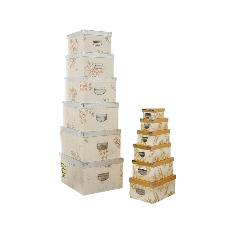 Waterproof Decorative Cardboard Storage Box Set  with Handles Lid