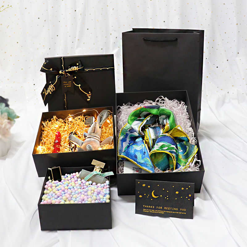 Elegant Perfume Cosmetics Cardboard Gift Box with Ribbon Bow 