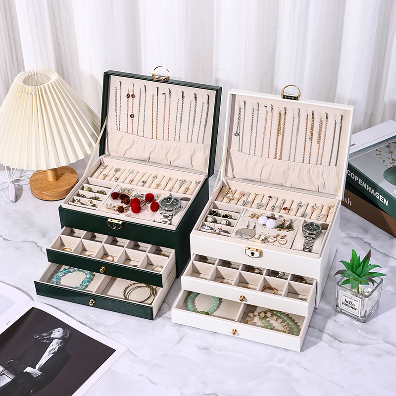 Luxury 3-layer Jewelry Box Desktop Storage Box for Women