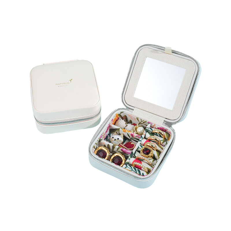 Vintage Style Girls Mirrored PU Leather Jewelry Box
