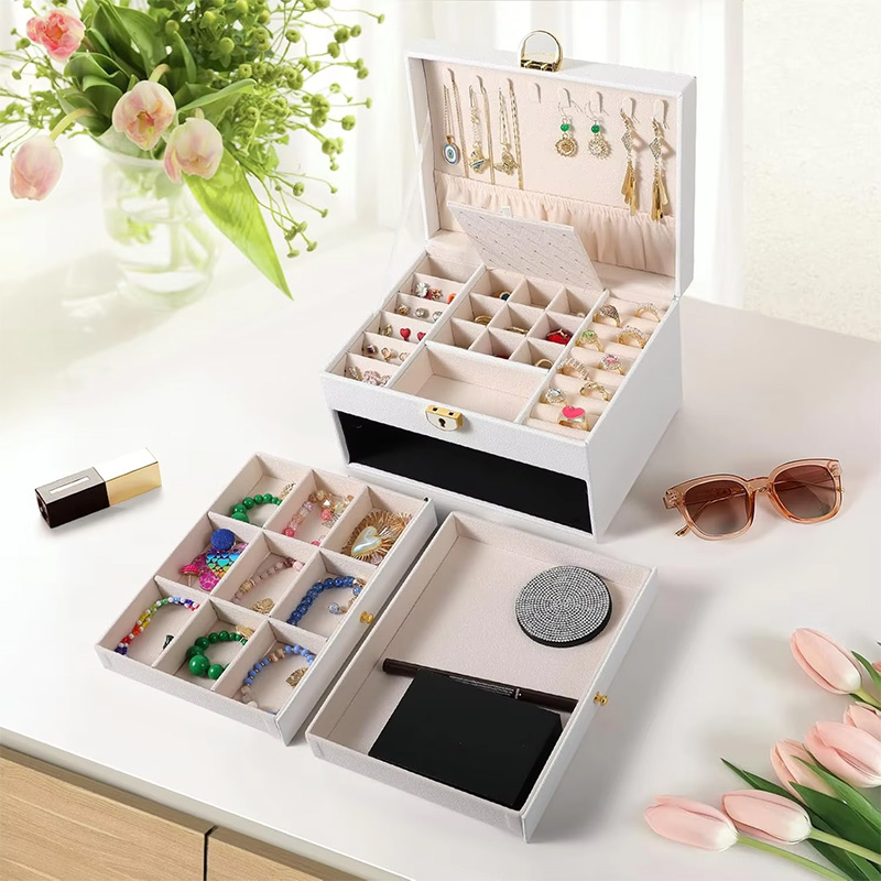 Luxury 3-layer Jewelry Box Desktop Storage Box for Women