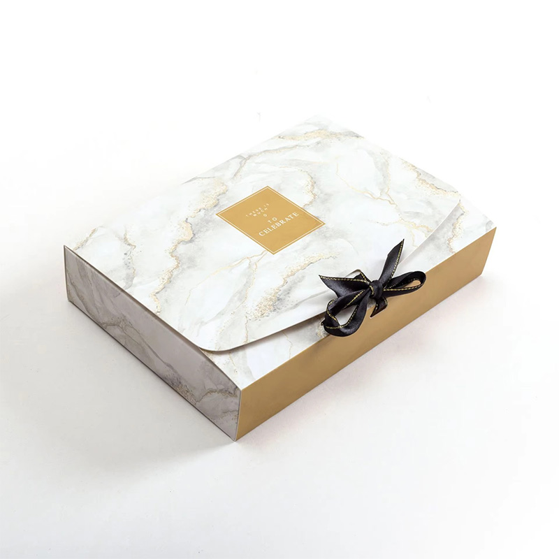 Marble Pattern Cardboard Ribbon Gift Box for Clothing