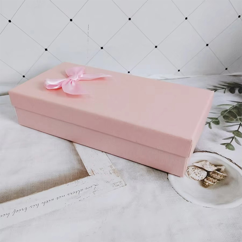 Multi-Function Small  Cardboard Gift Box with Bow Ribbon