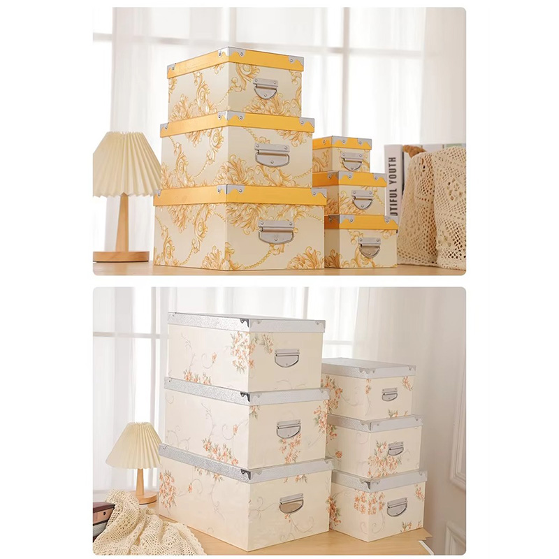 Waterproof Decorative Cardboard Storage Box Set  with Handles Lid