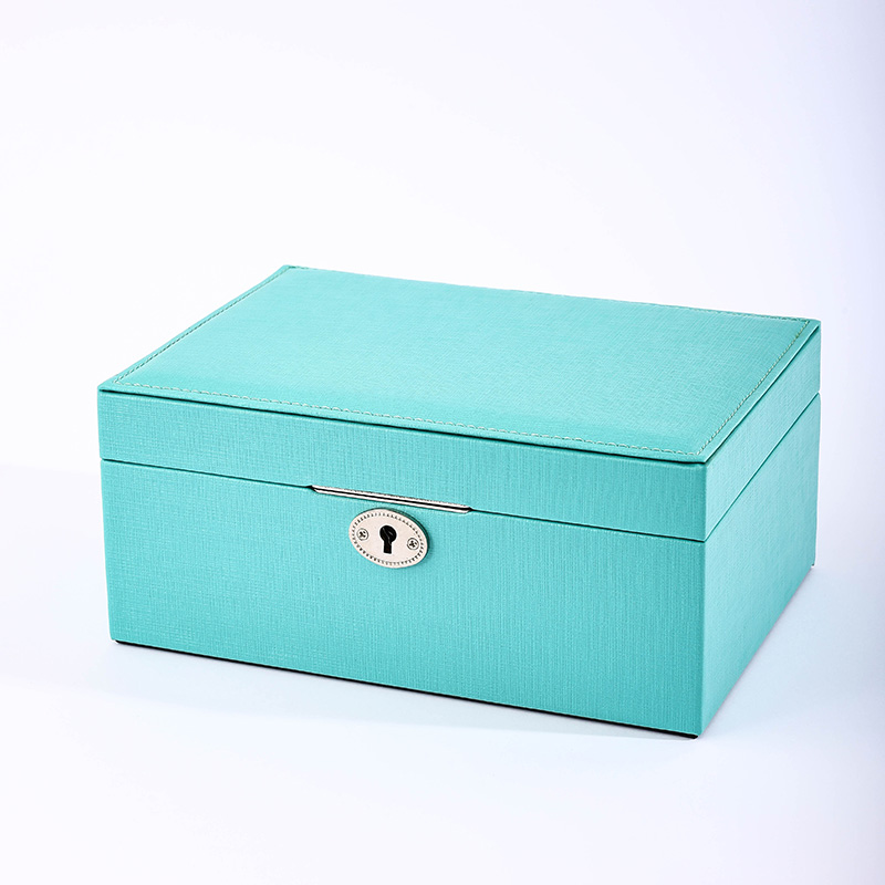 PU Leather Mirrored Travel Jewelry Box with Removable Tray