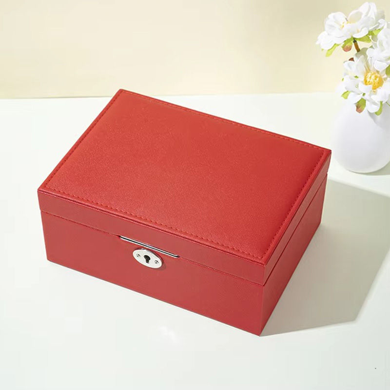 Multifunctional Double Layer PU Leather Jewelry Box