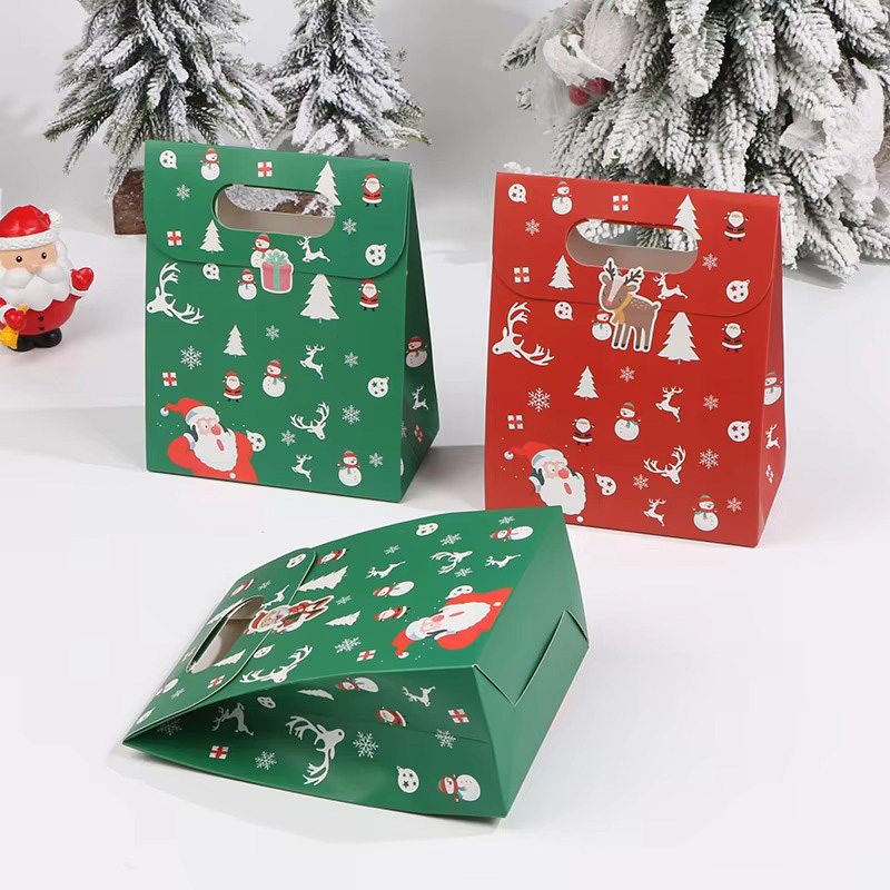Christmas Cartoon Design Coated Paper Candy Tote Bag with Handle