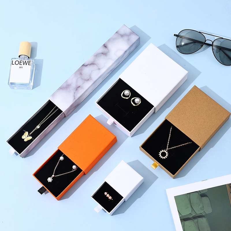 Embossed Cardboard Jewelry Sliding Box for Rings Necklace Bracelet Bangle