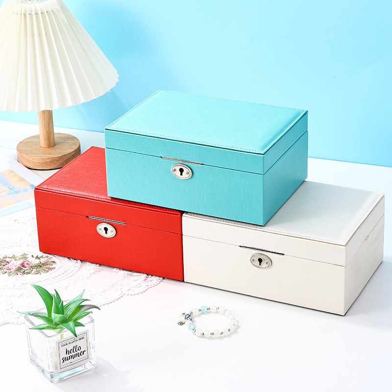 PU Leather Mirrored Travel Jewelry Box with Removable Tray