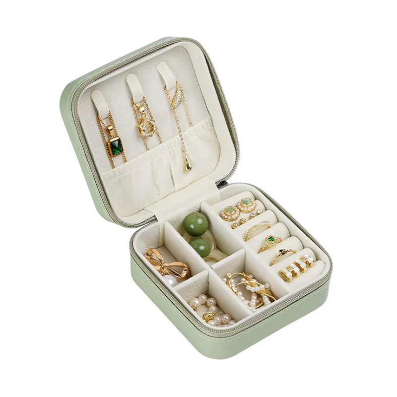 Mini Zipper Portable PU Jewelry Organizer Display Case