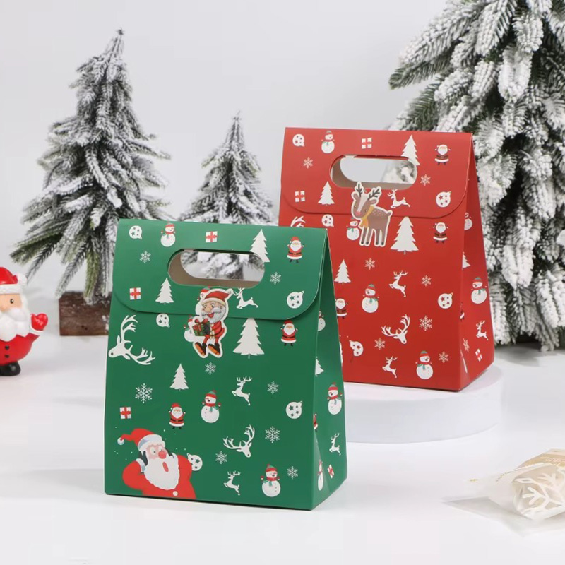 Christmas Cartoon Design Coated Paper Candy Tote Bag with Handle