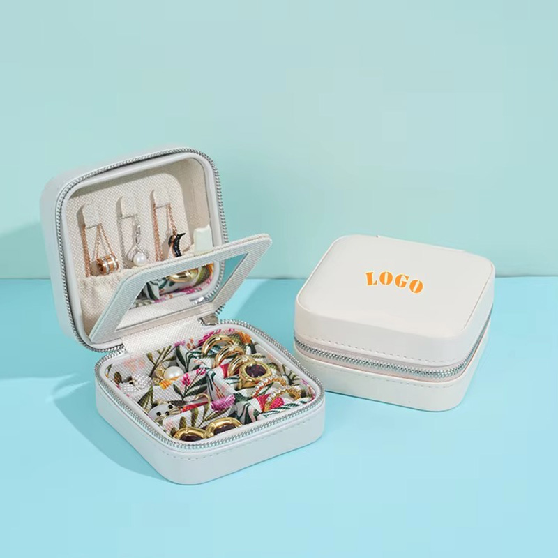 Vintage Style Girls Mirrored PU Leather Jewelry Box