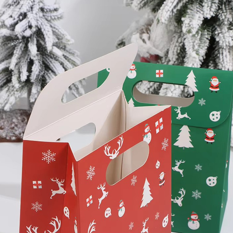 Christmas Cartoon Design Coated Paper Candy Tote Bag with Handle