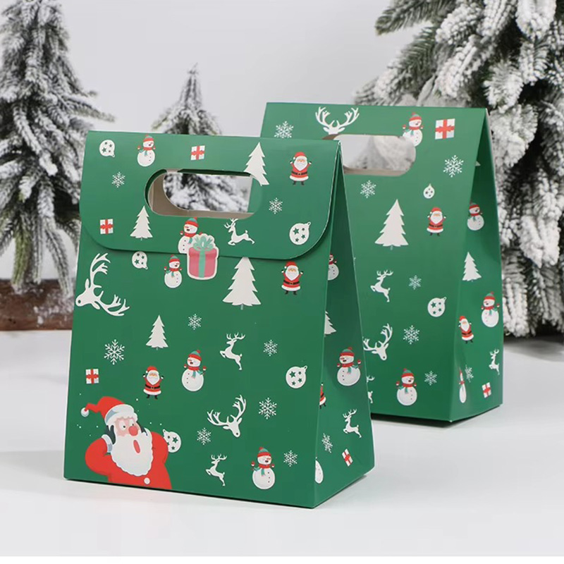Christmas Cartoon Design Coated Paper Candy Tote Bag with Handle