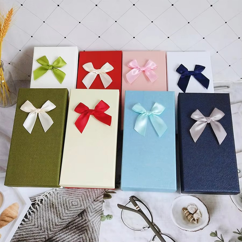 Multi-Function Small  Cardboard Gift Box with Bow Ribbon