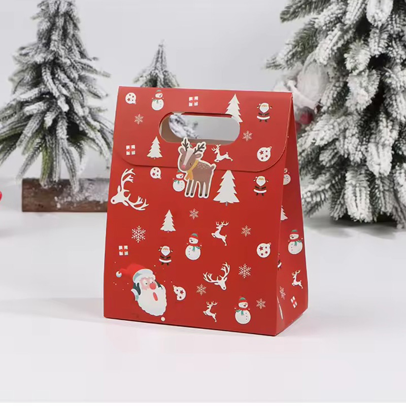 Christmas Cartoon Design Coated Paper Candy Tote Bag with Handle