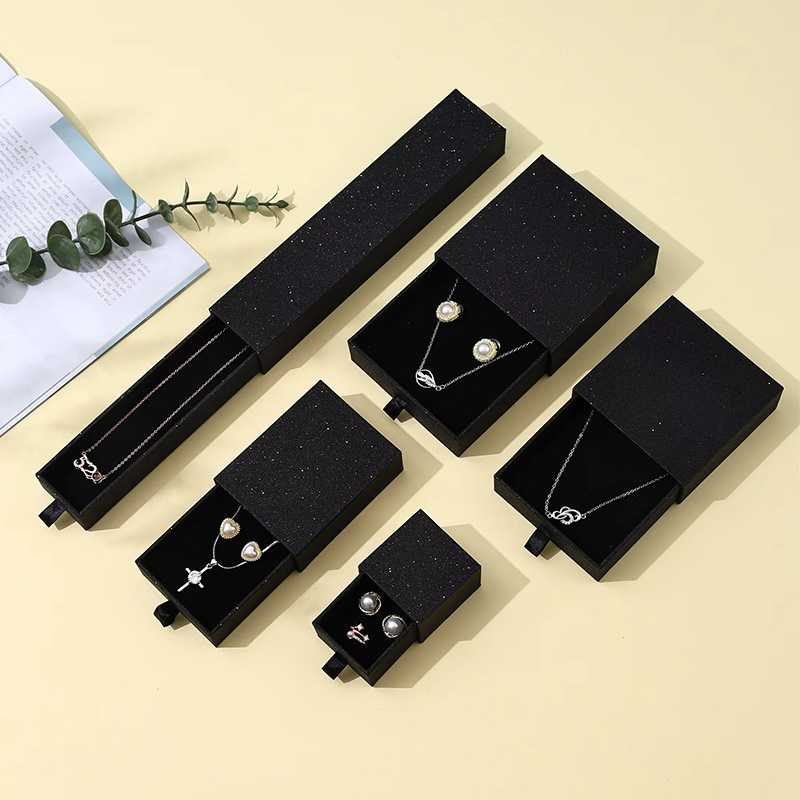 Luxury Glitter Art Paper Rigid Drawer Gift Box for Jewelry 