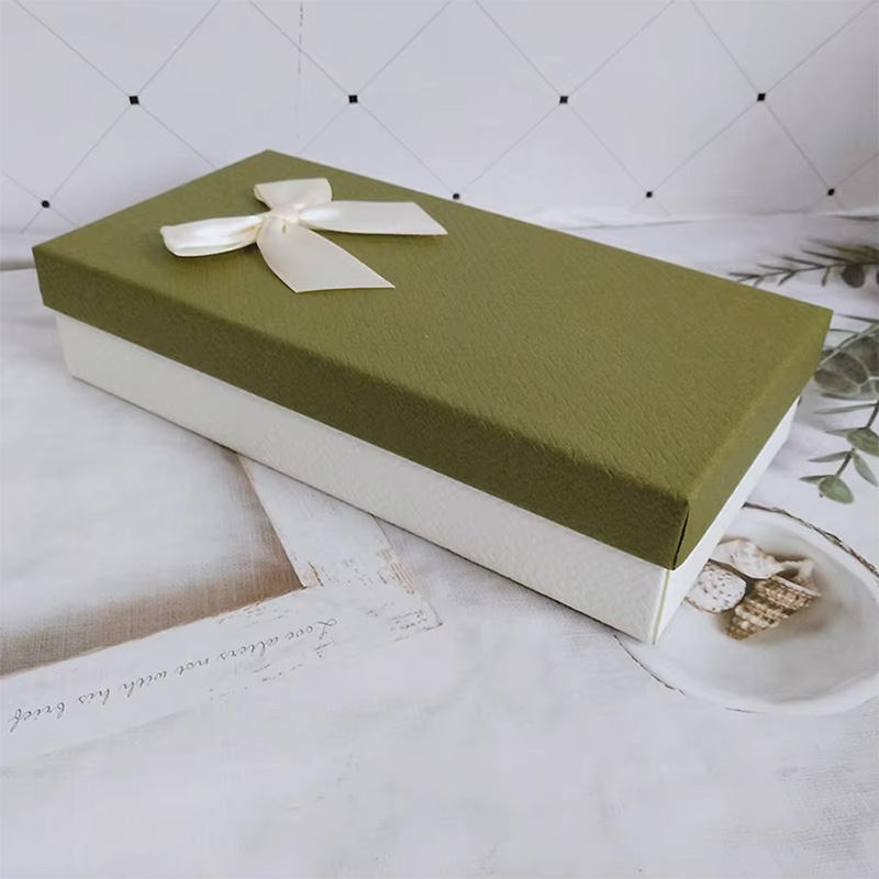 Multi-Function Small  Cardboard Gift Box with Bow Ribbon